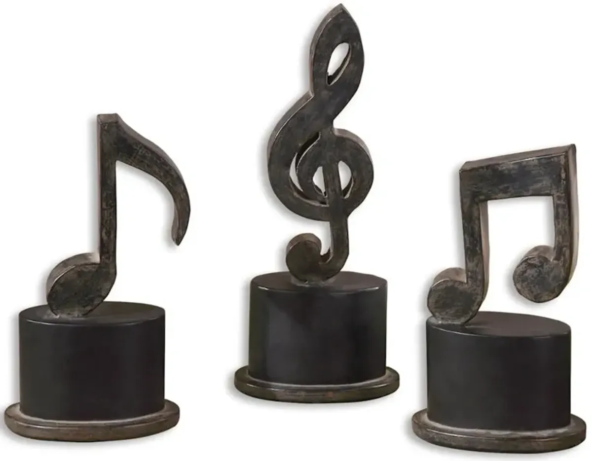 Music Notes Metal Figurines Set/3