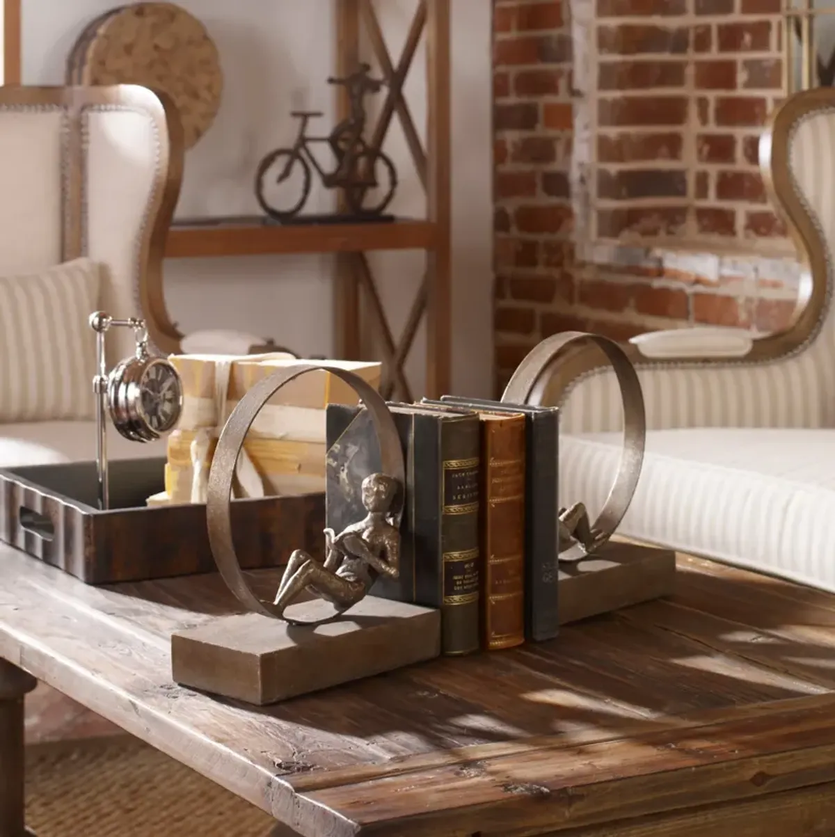 Lounging Reader Antique Bookends Set/2