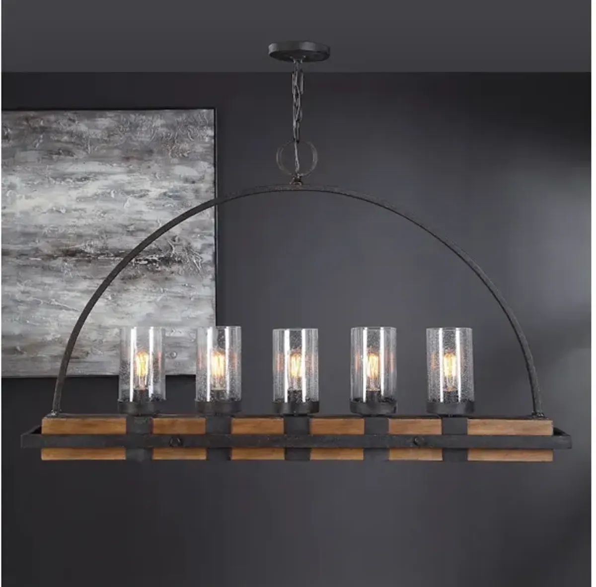 Atwood 5 Light Rustic Linear Chandelier