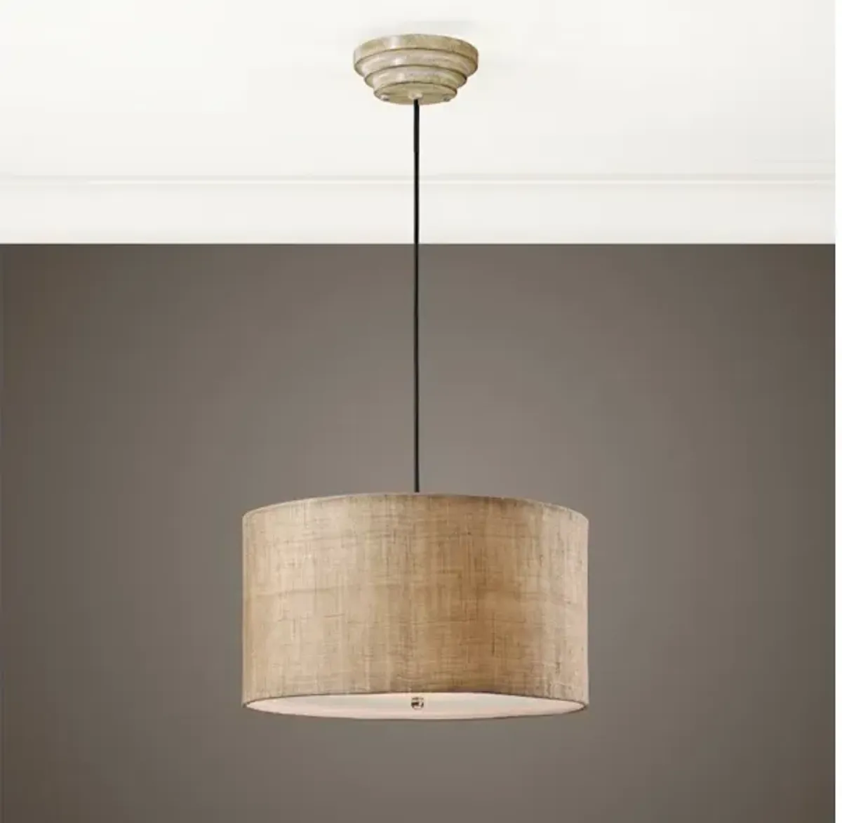 Dafina 3 Light Burlap Drum Pendant