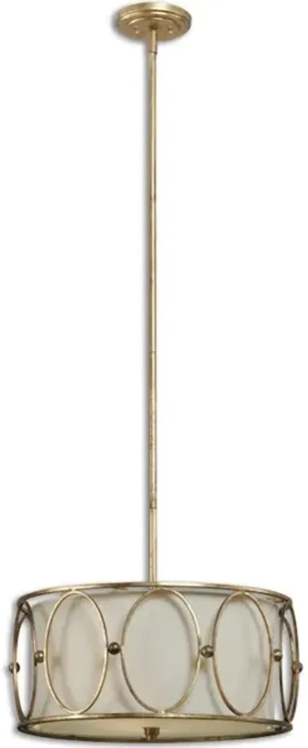 Ovala 3 Light Gold Drum Pendant