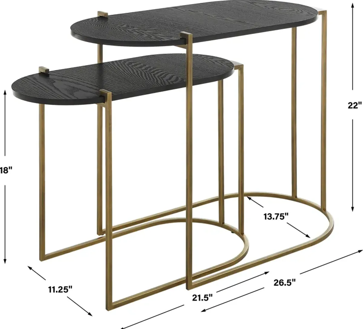Aztec Wood Nesting Tables Set/2