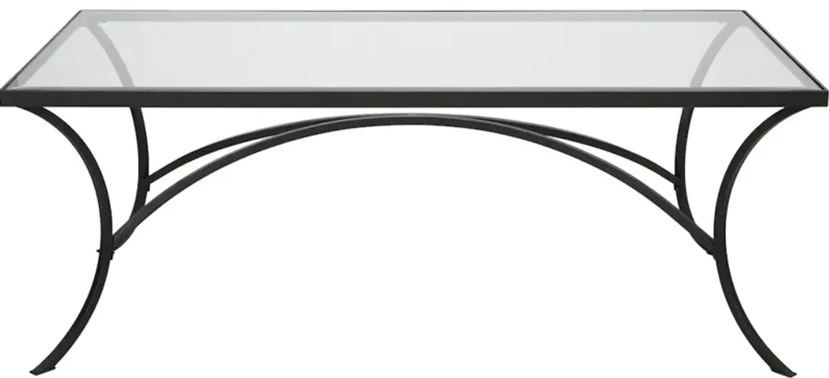 Alayna Black Metal and Glass Coffee Table