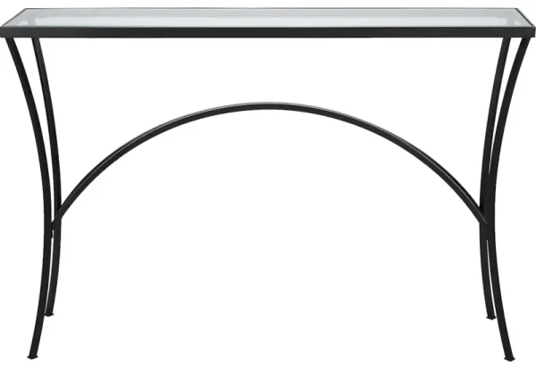 Alayna Black Metal and Glass Console Table