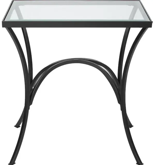 Alayna Black Metal and Glass End Table