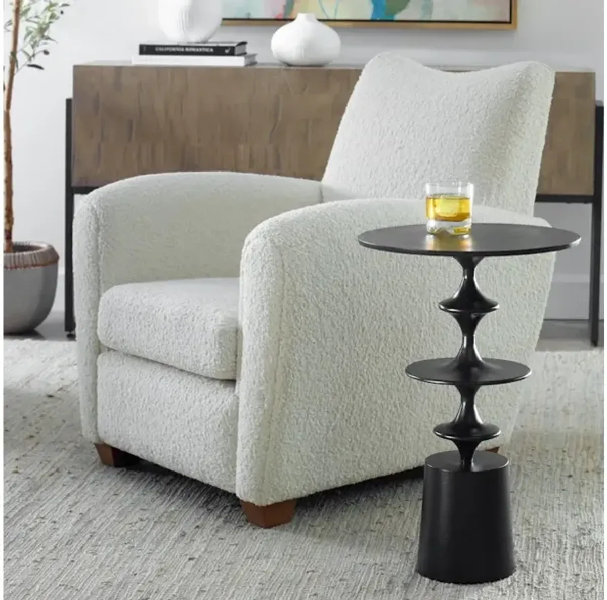 Flight Textured Black Accent Table