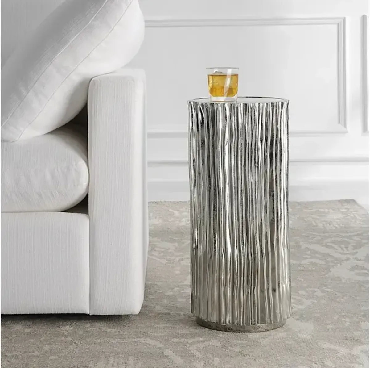 Echo Modern Nickel Drink Table