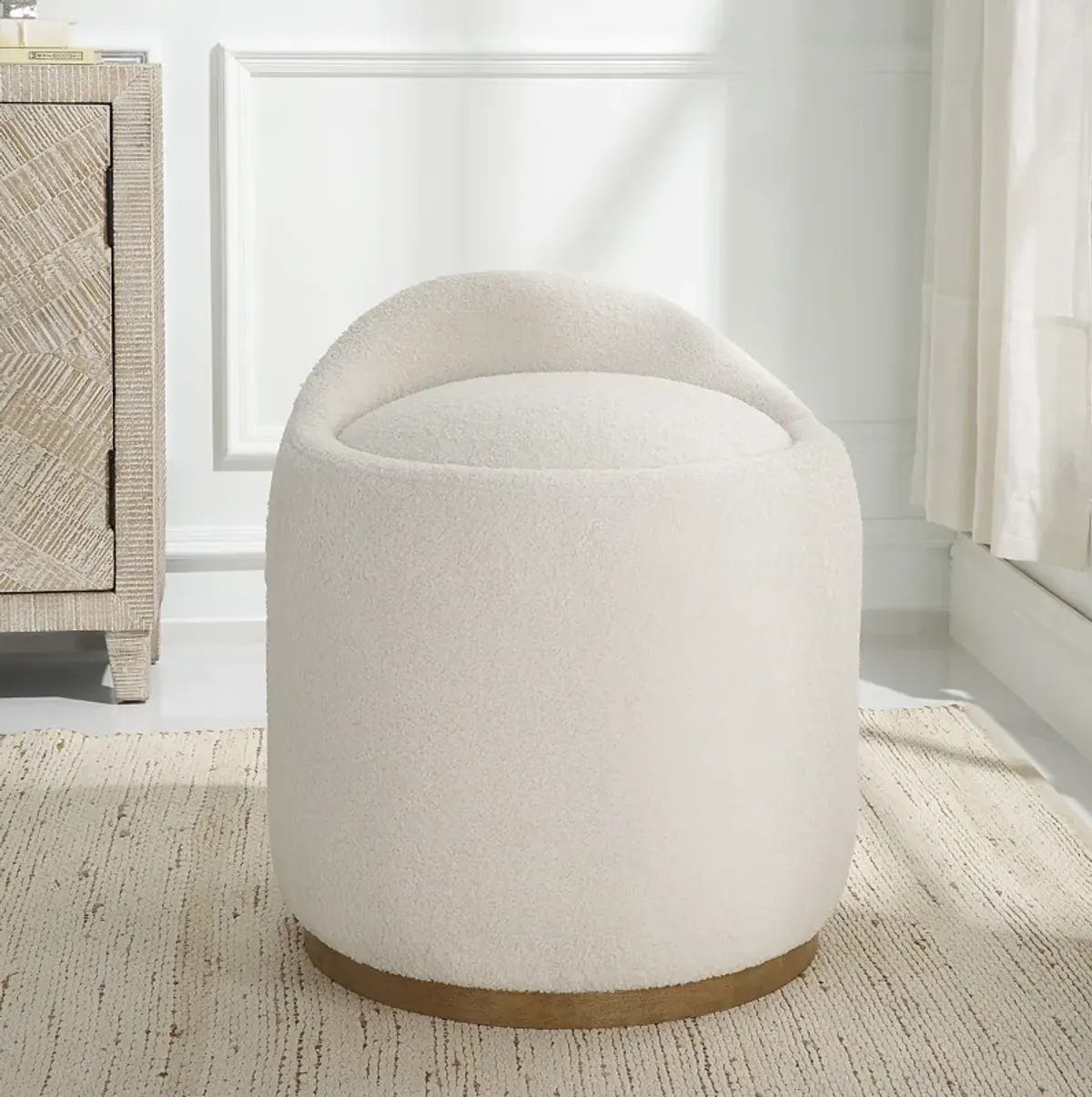 Swirl Swivel Sheepskin Ottoman