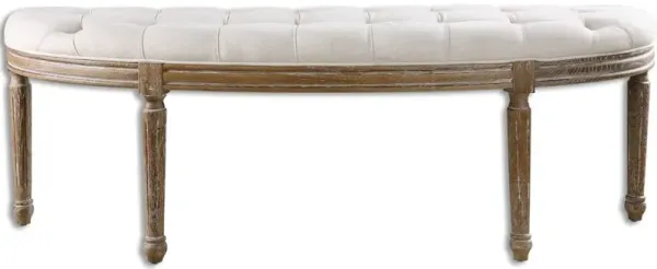 Leggett Tufted White Bench