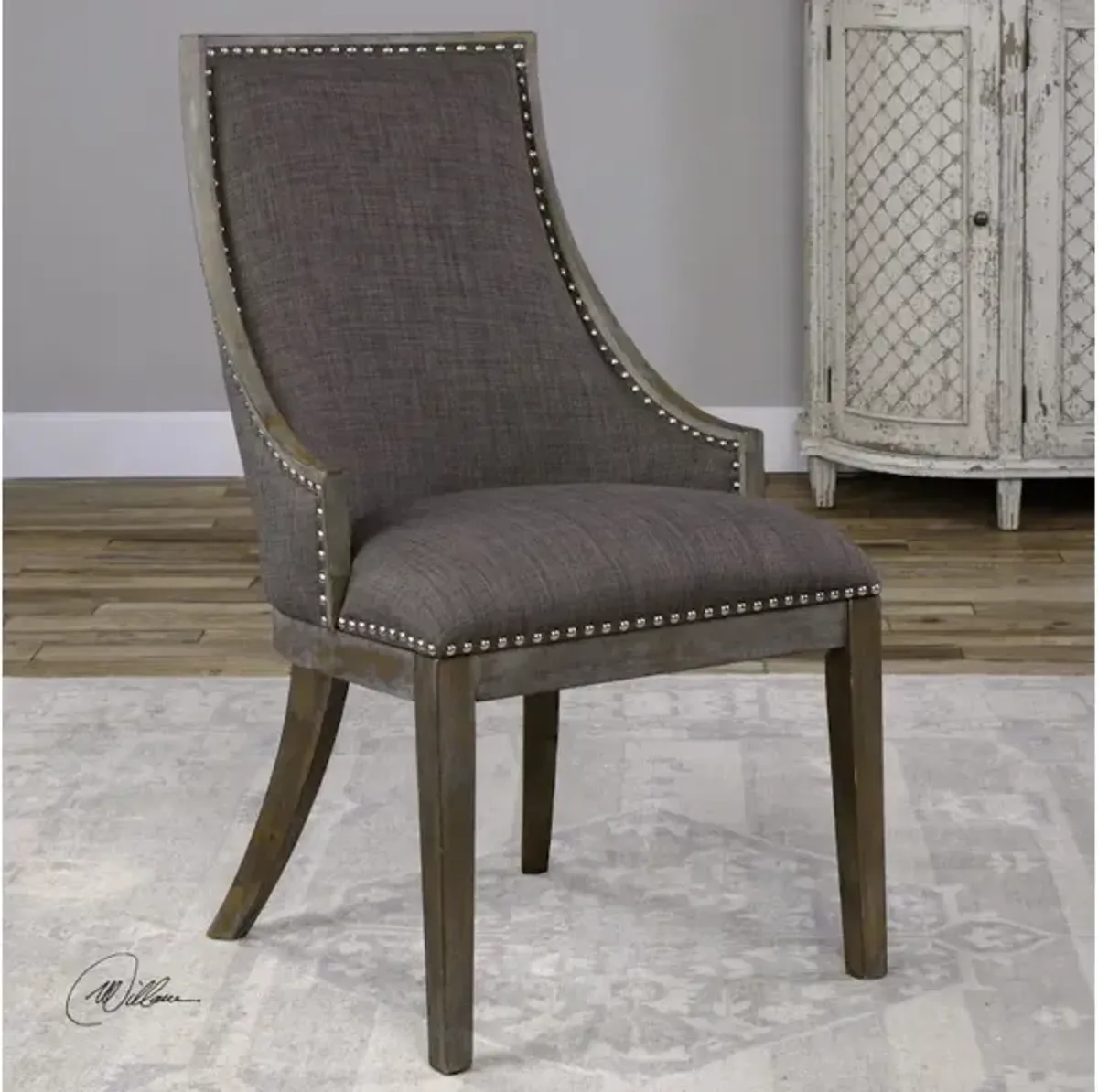 Aidrian Charcoal Gray Accent Chair