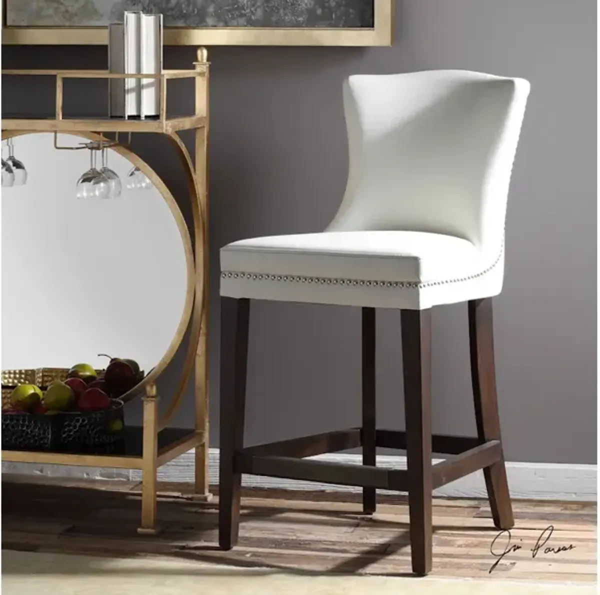 Dariela White Counter Stool