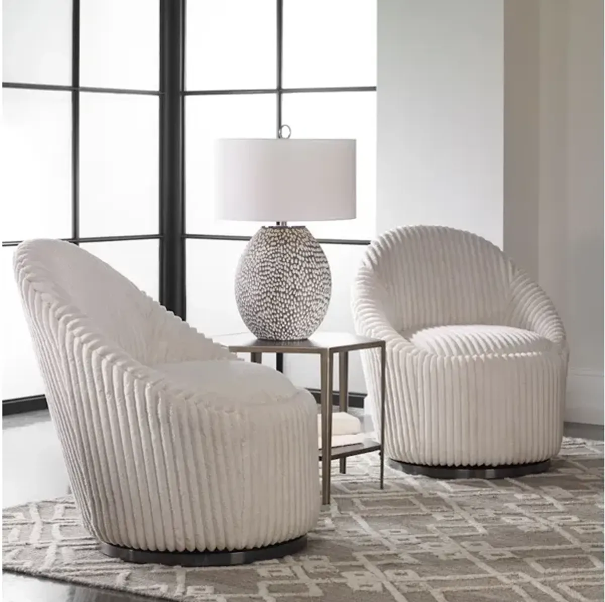 Crue White Swivel Chair