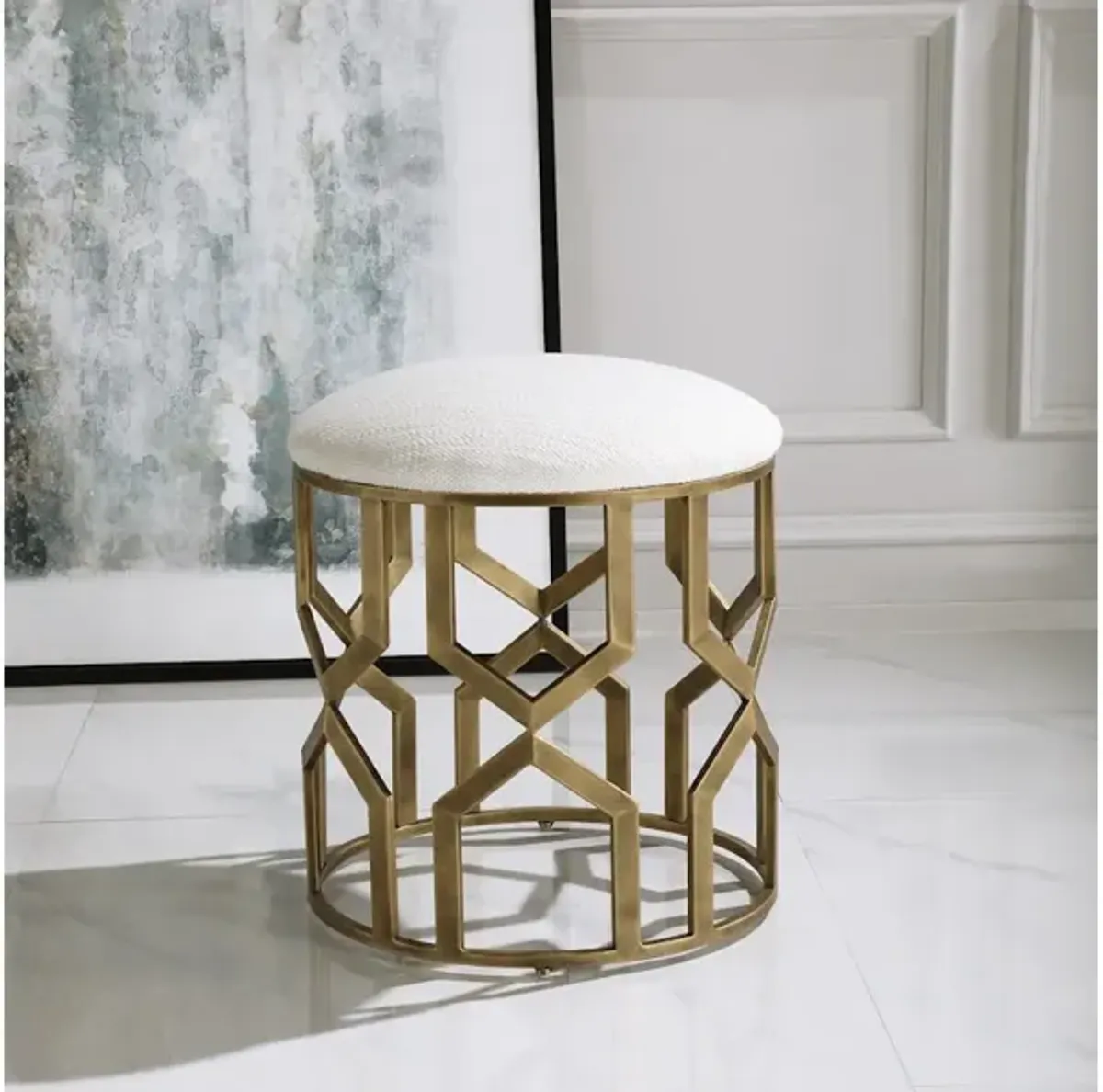 Trellis Geometric Accent Stool