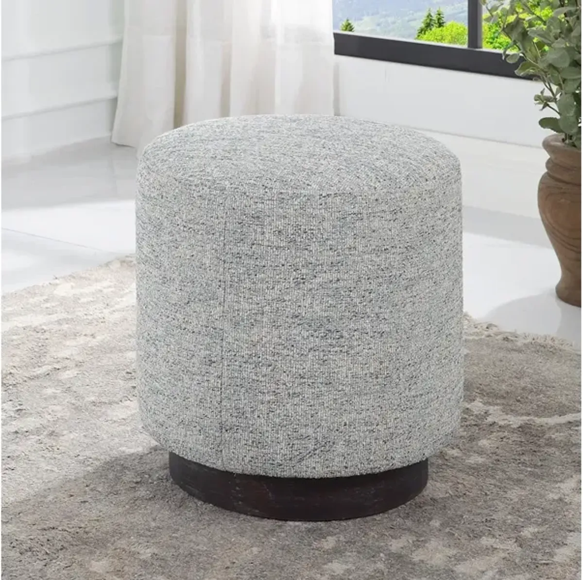 Avila Tweed Round Ottoman