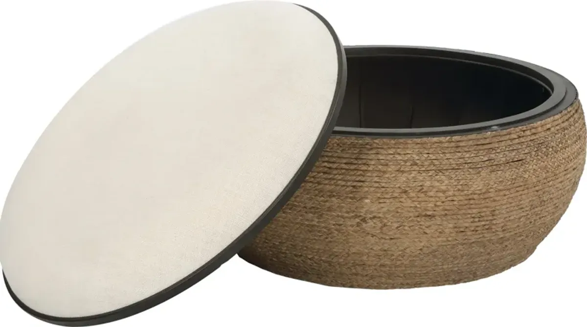 Island Straw Storage Ottoman/Coffee Table