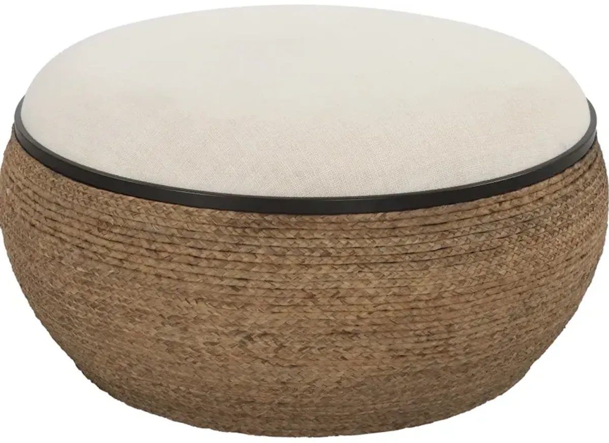 Island Straw Storage Ottoman/Coffee Table