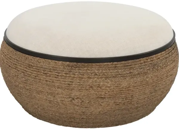 Island Straw Storage Ottoman/Coffee Table