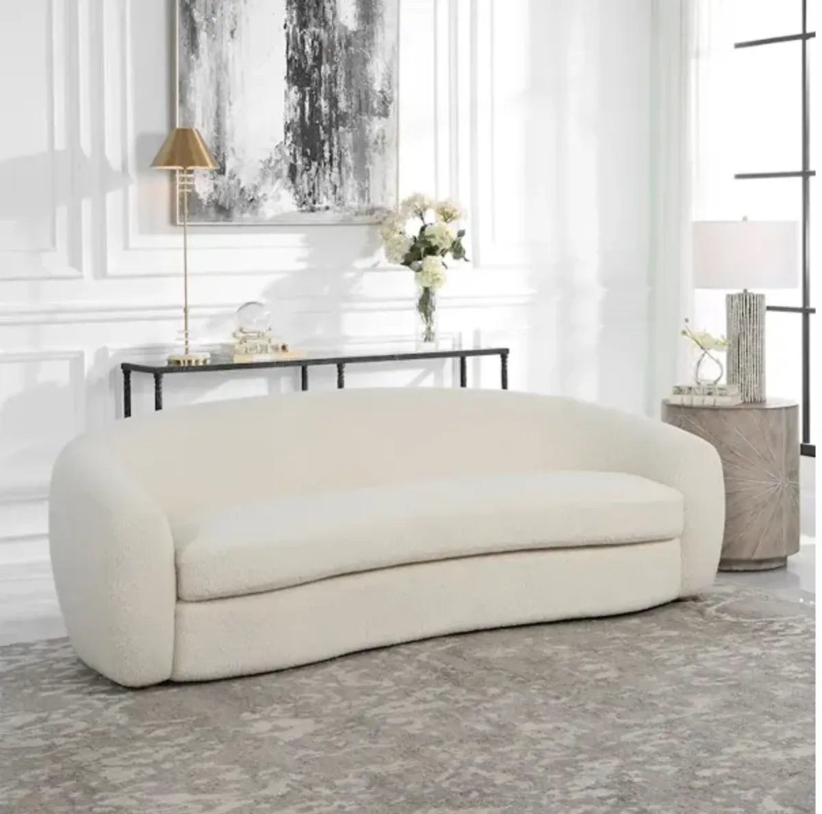 Capra Art Deco White Sofa