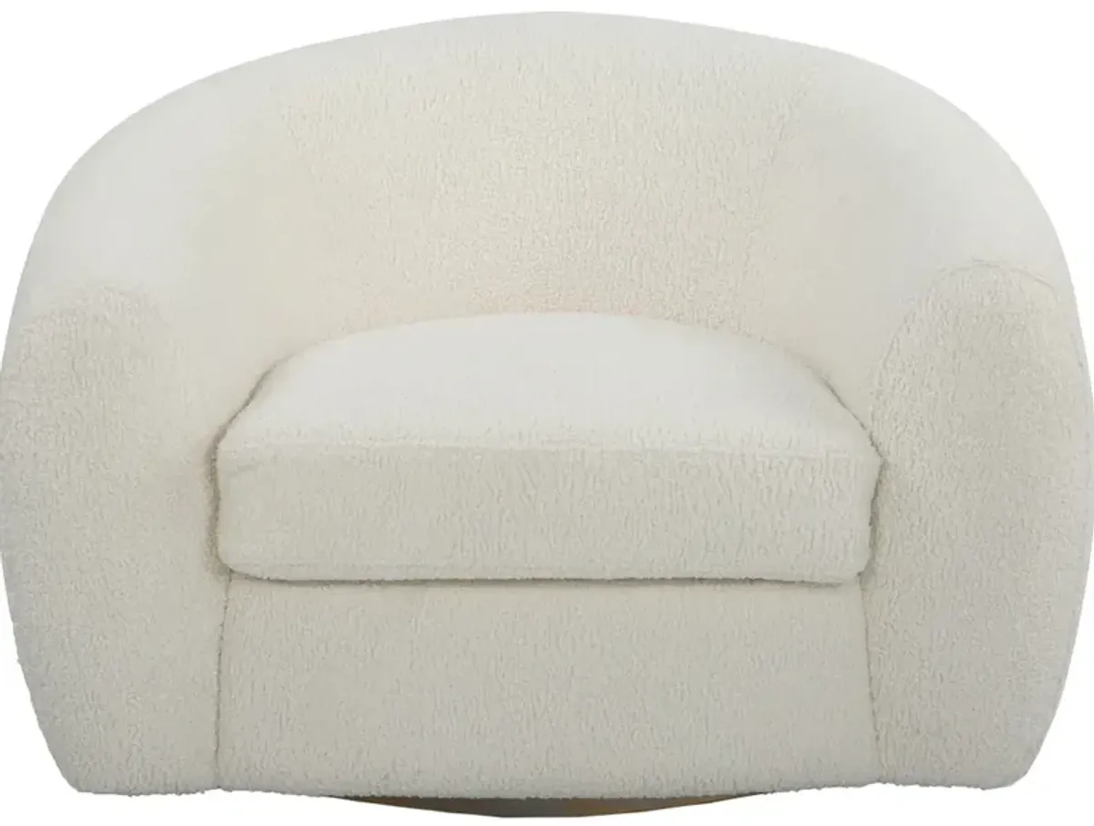 Capra Art Deco White Swivel Chair