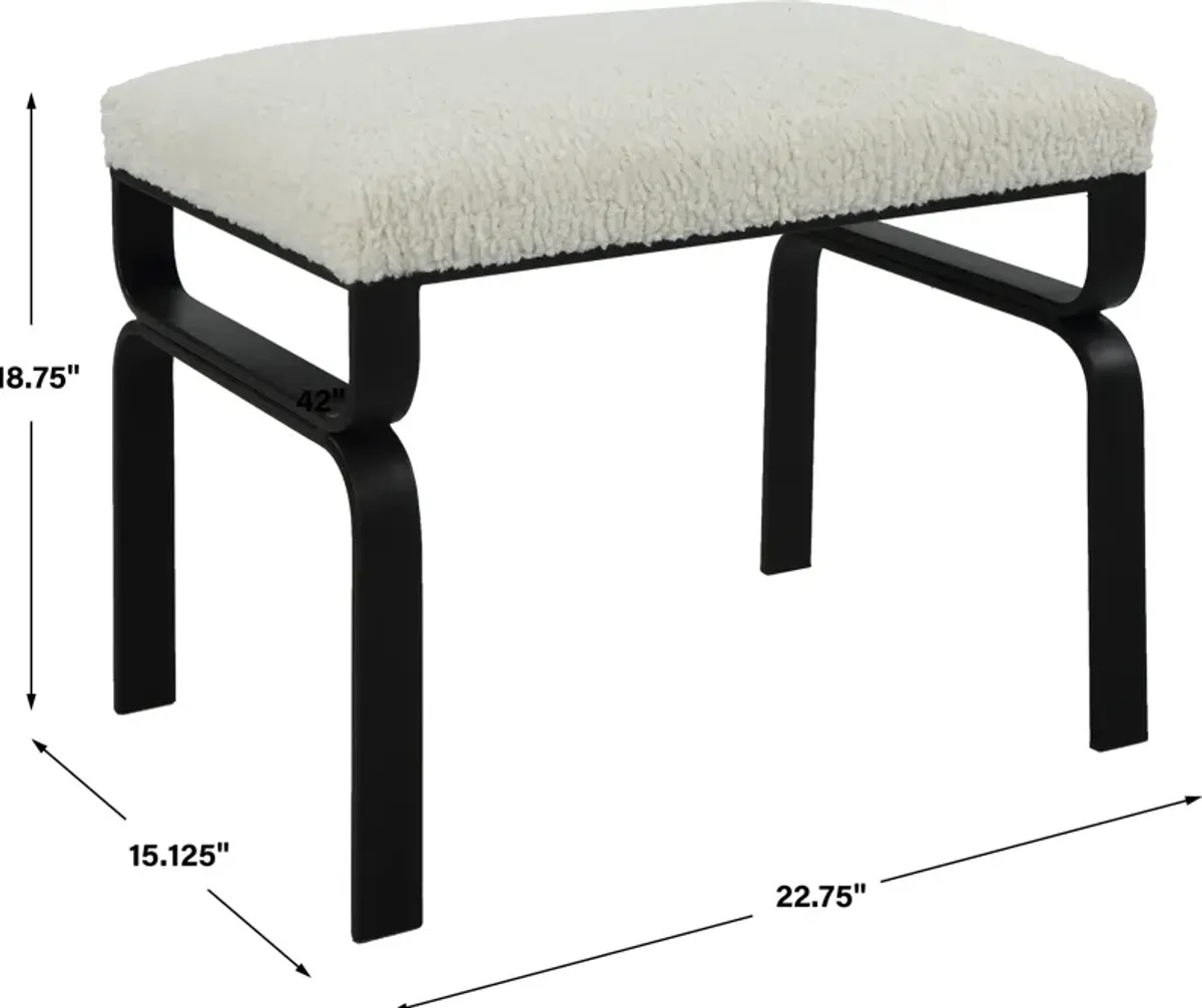 Diverge White Shearling Small Bench