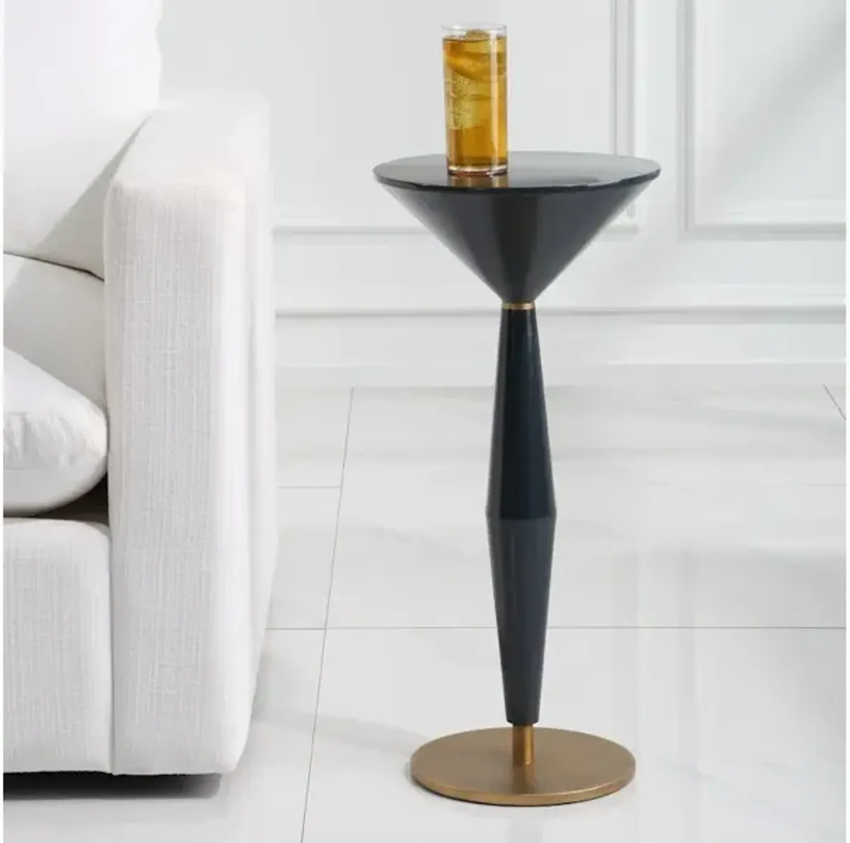 Luster Navy Blue Accent Table