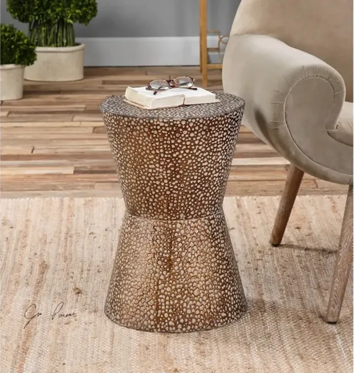 Cutler Drum Shaped Accent Table