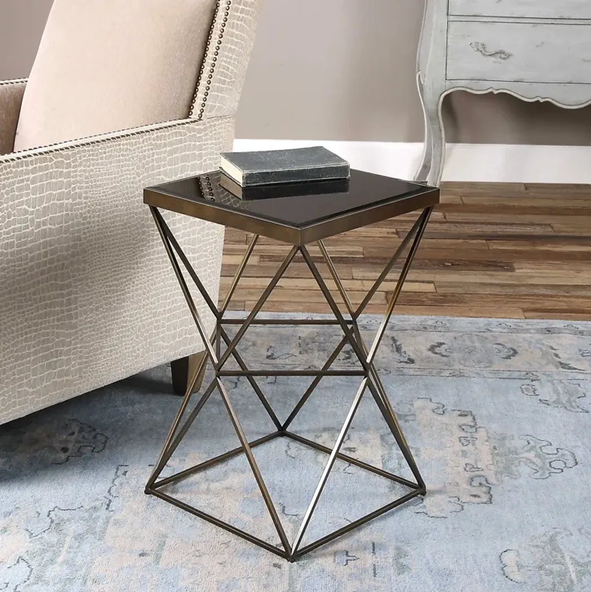 Uberto Caged Frame Accent Table