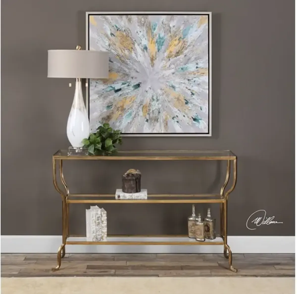 Deline Gold Console Table