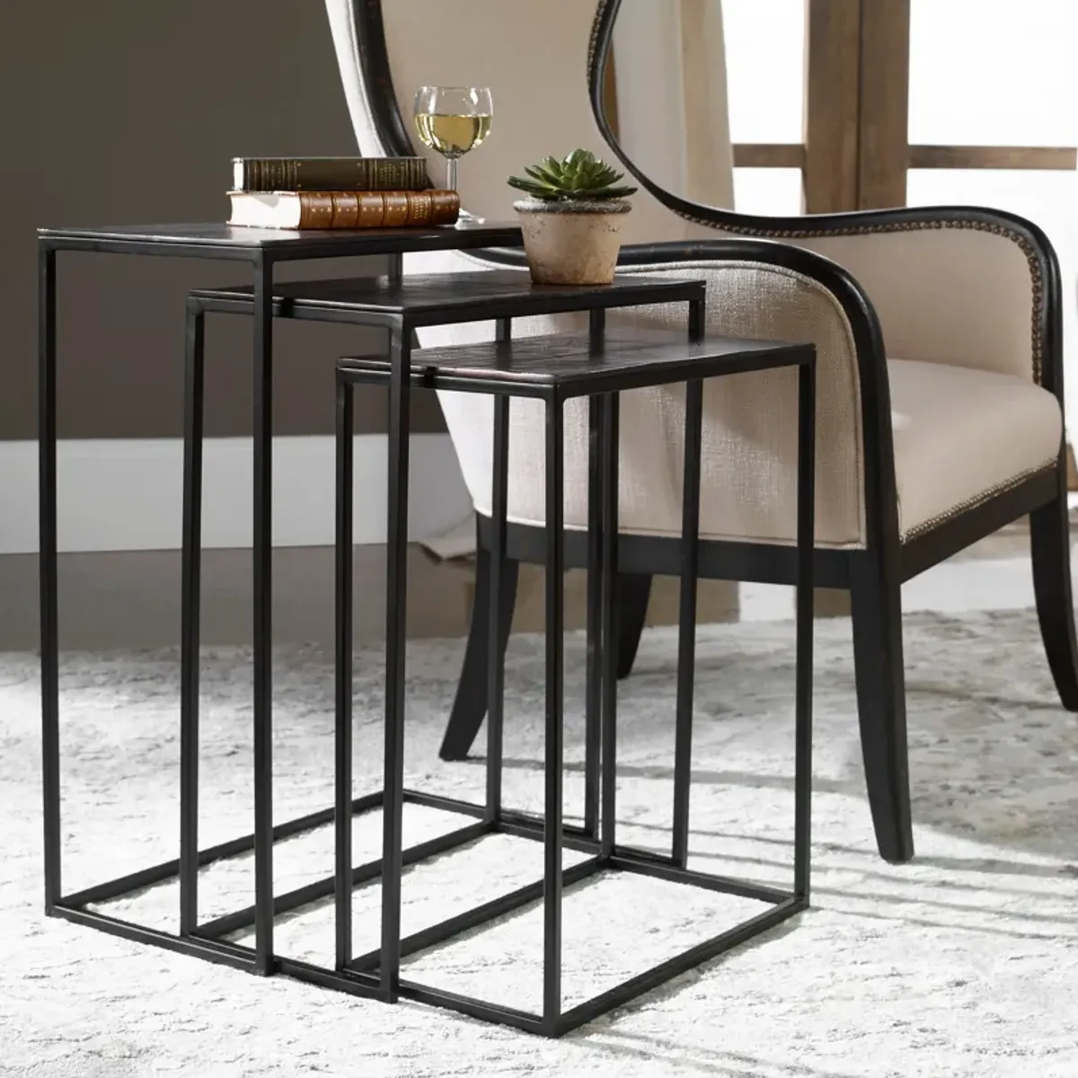 Coreene Iron Nesting Tables S/3