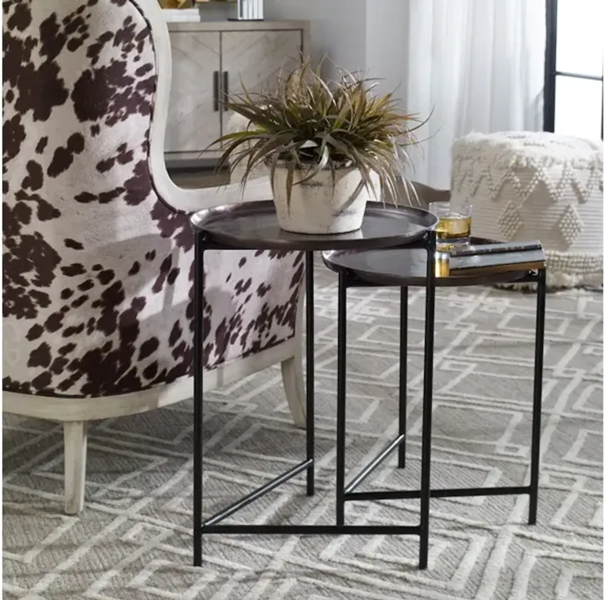 Burnett Dark Nickel Nesting Tables, S/2