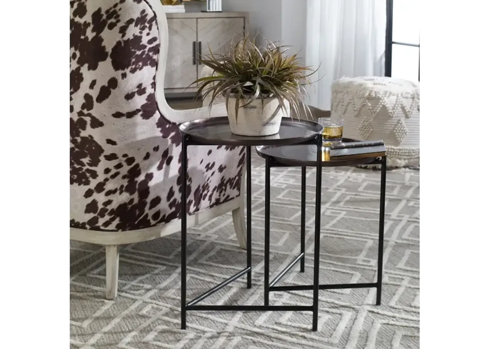 Burnett Dark Nickel Nesting Tables, S/2