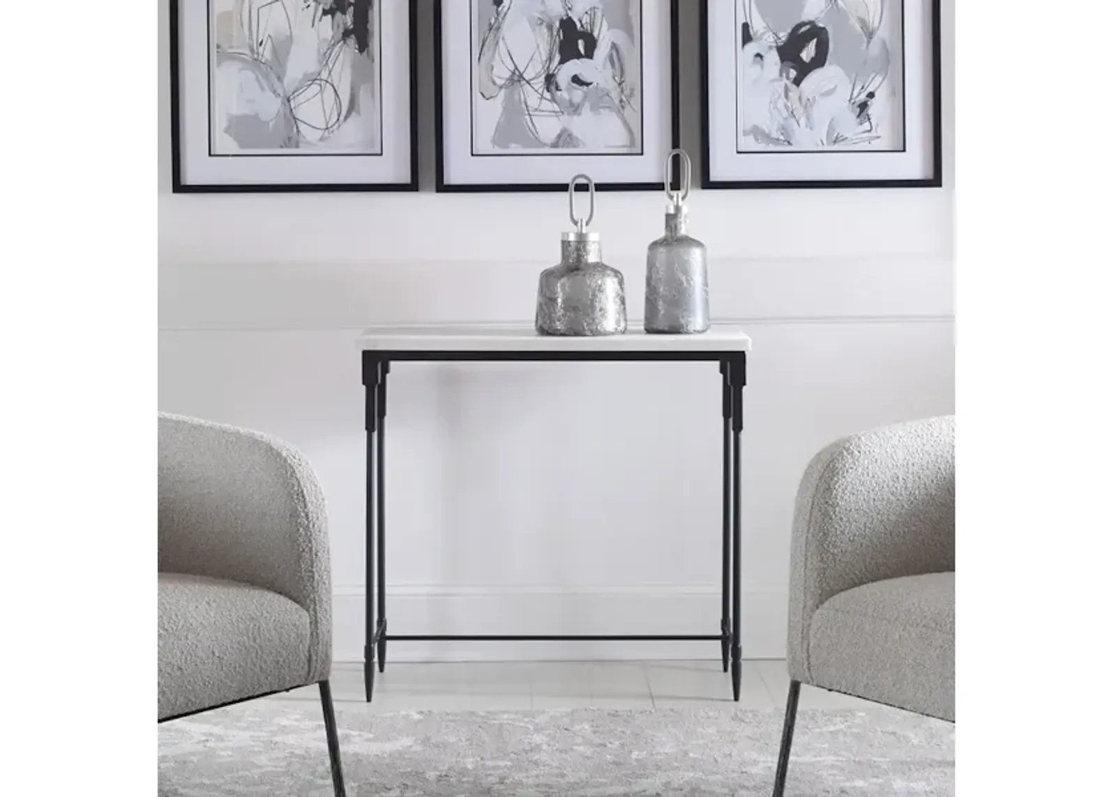 Bourges White Marble Console Table