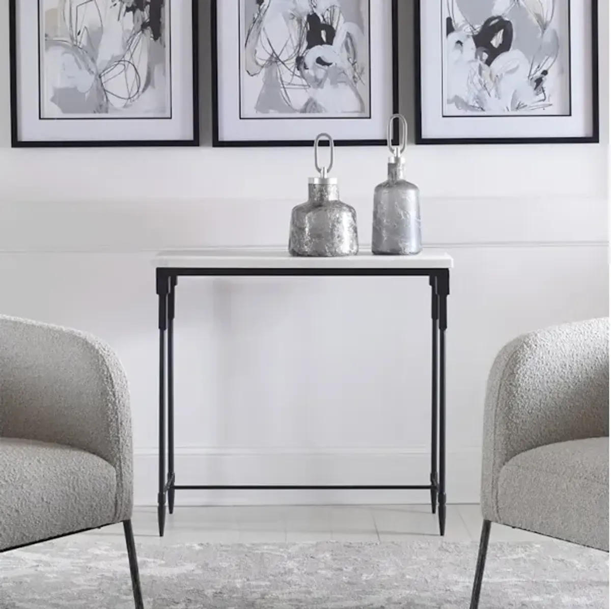 Bourges White Marble Console Table