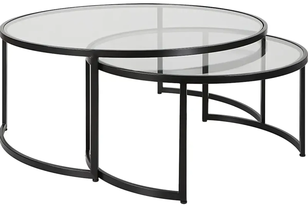 Rhea Black Nesting Coffee Tables Set/2
