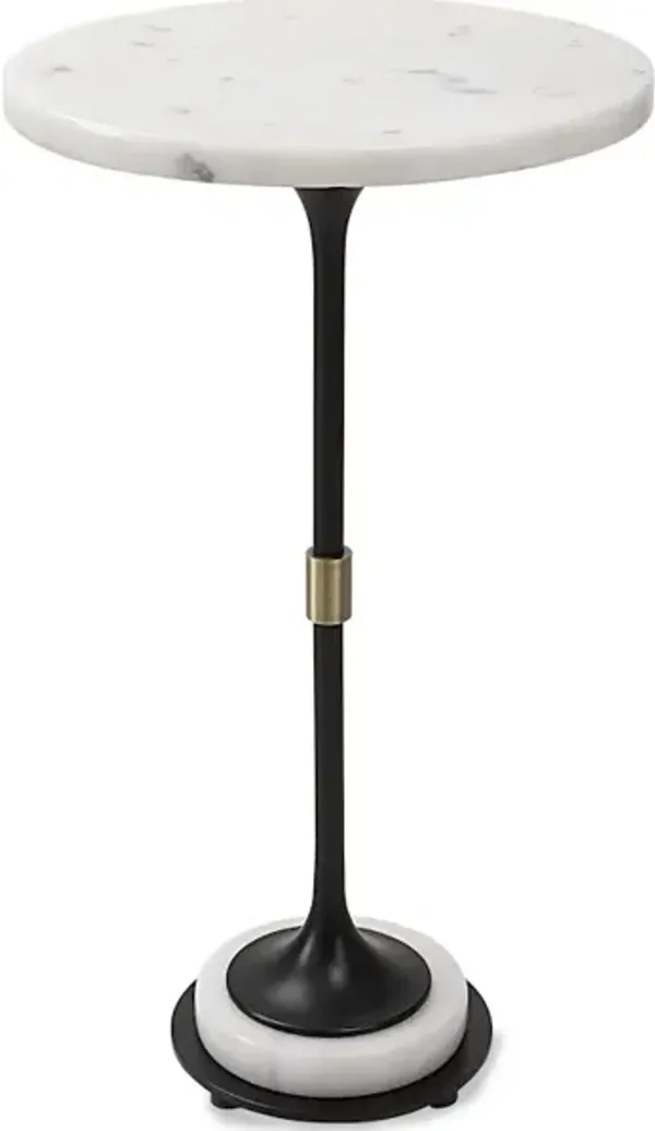 Sentry White Marble Accent Table