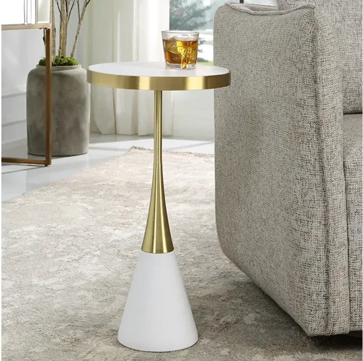 Apex White Concrete Accent Table