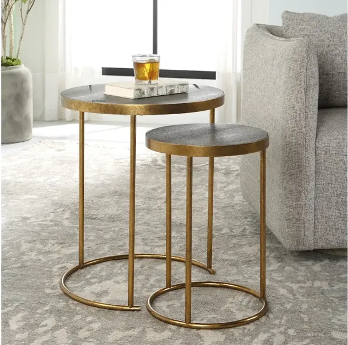 Aragon Brass Nesting Tables, S/2