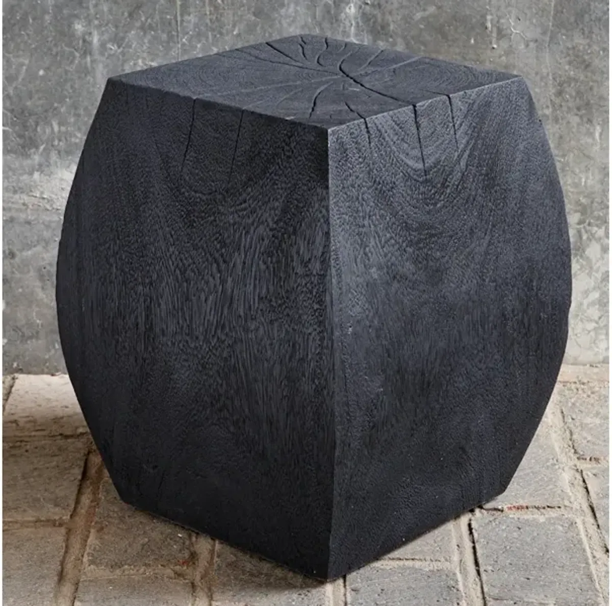 Grove Black Wooden Accent Stool