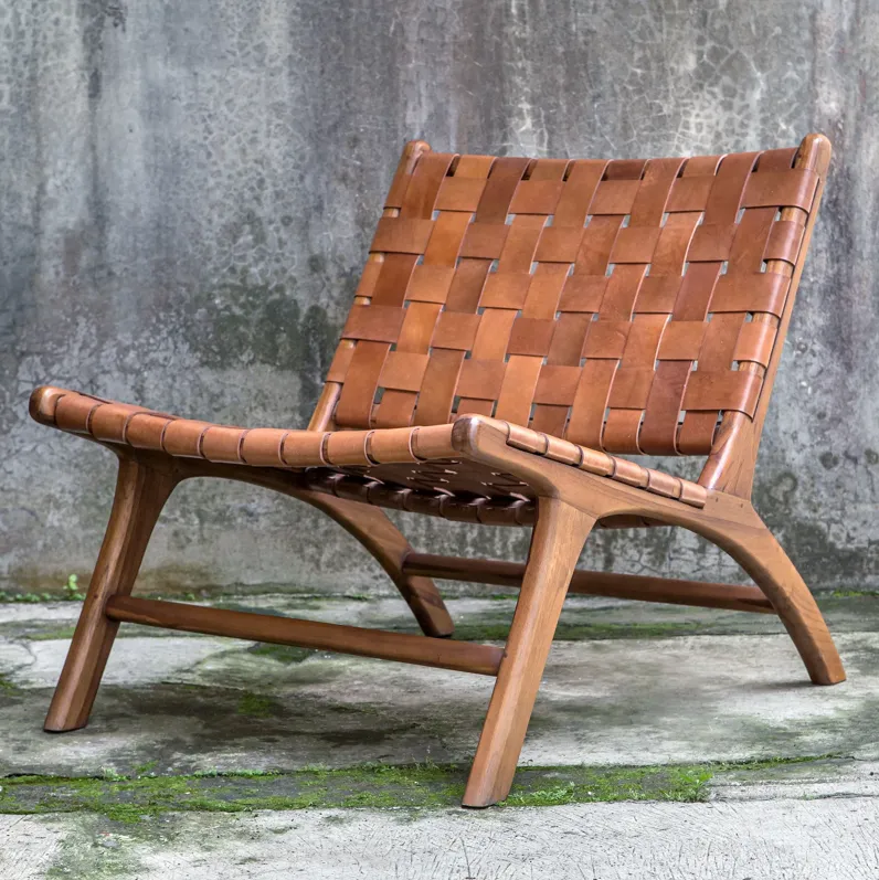 Plait Woven Leather Accent Chair