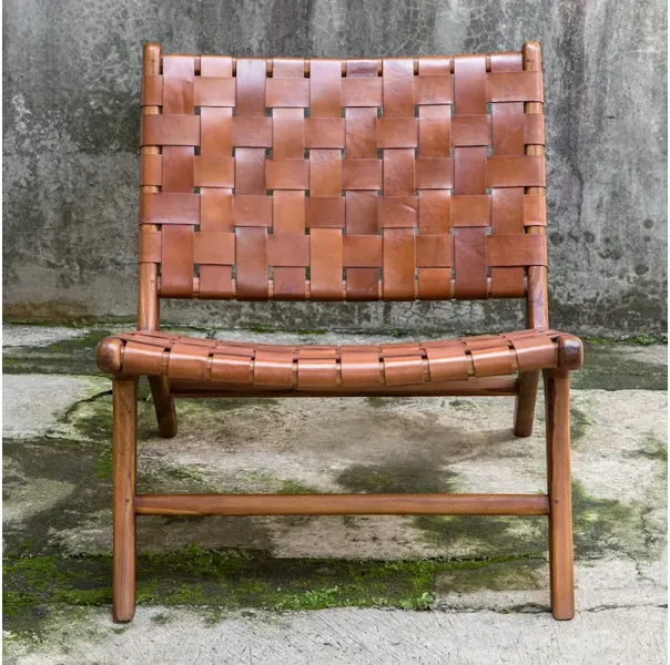 Plait Woven Leather Accent Chair