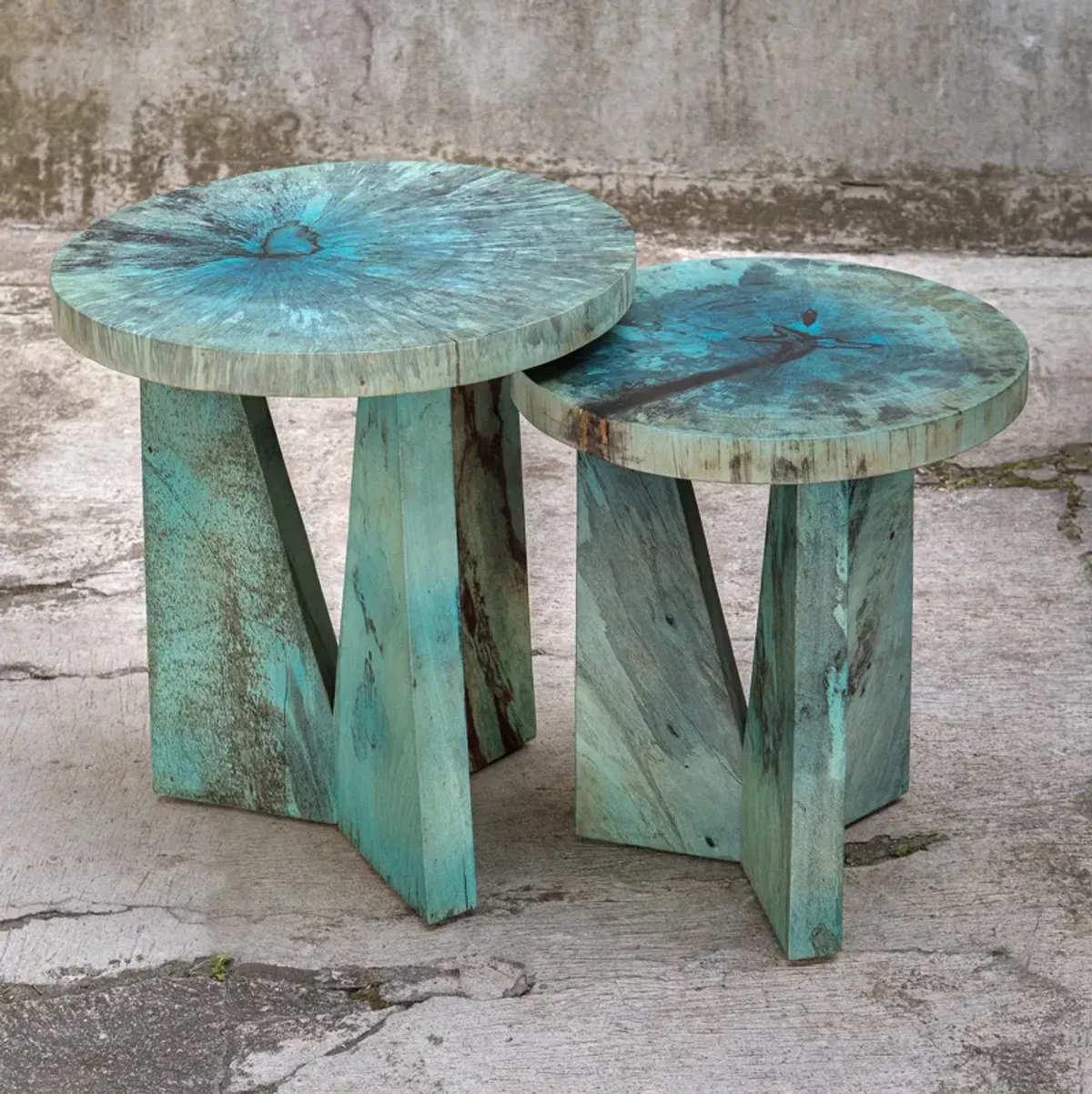 Nadette Blue Nesting Tables, S/2