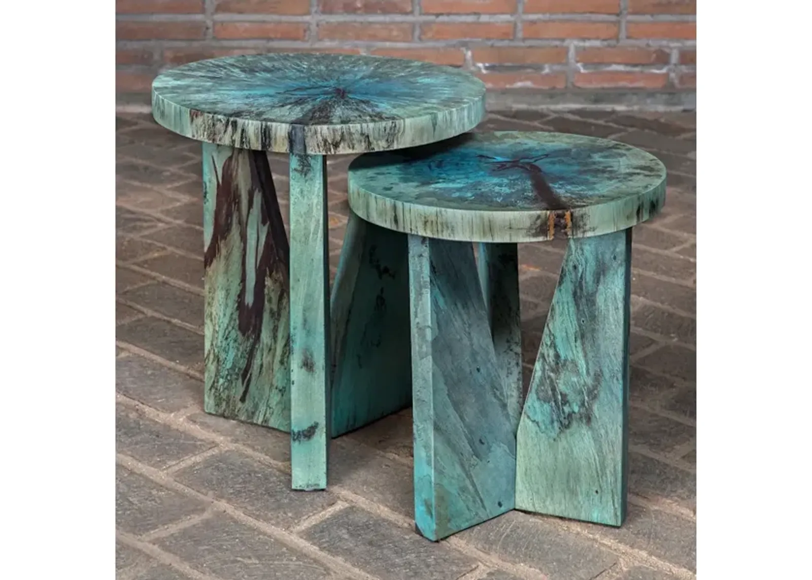 Nadette Blue Nesting Tables, S/2