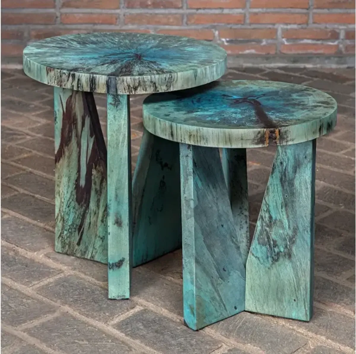 Nadette Blue Nesting Tables, S/2