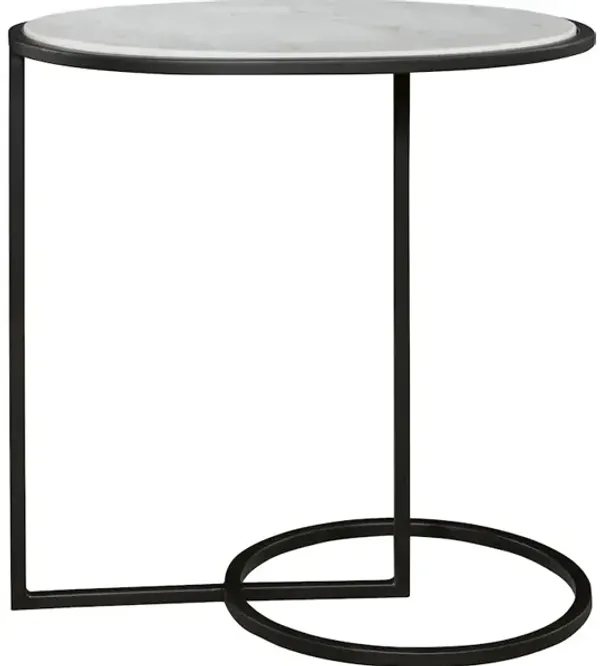 Twofold White Marble Accent Table
