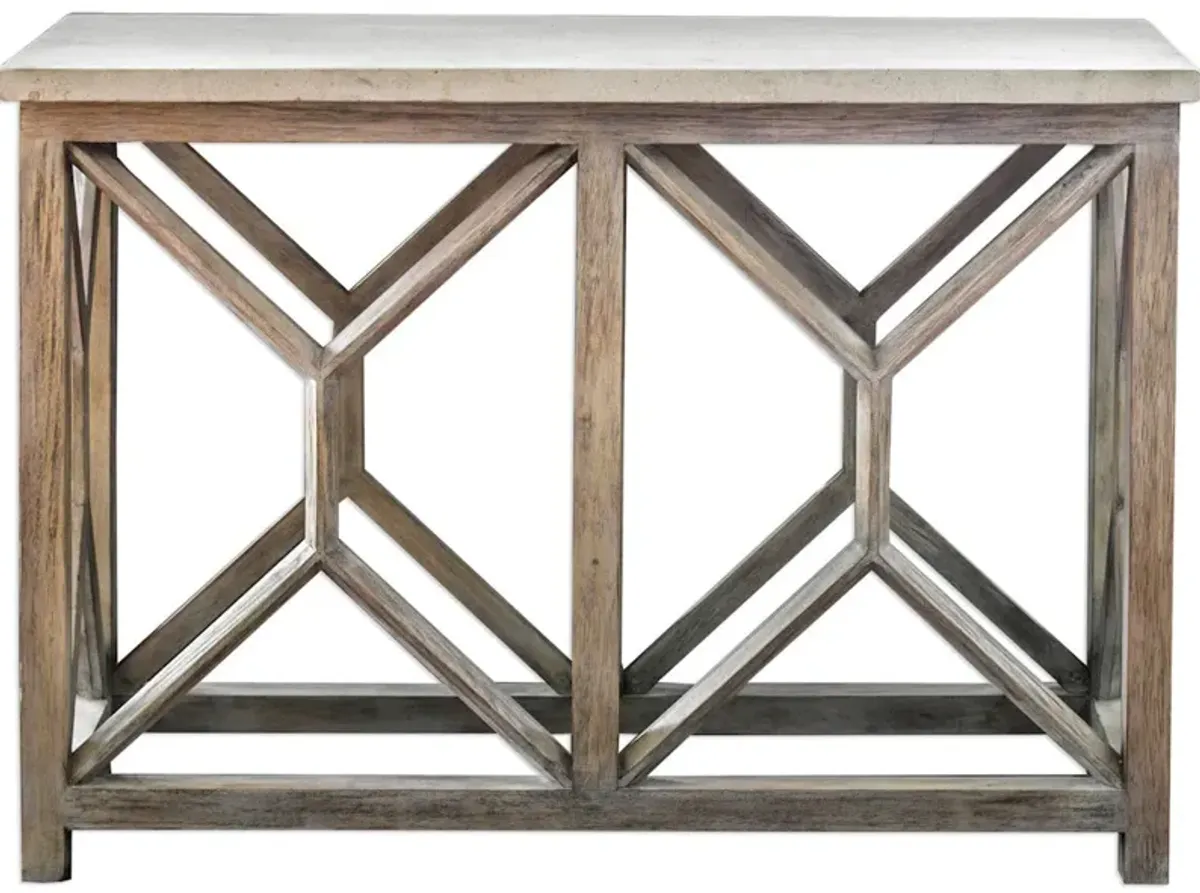 Catali Ivory Stone Console Table