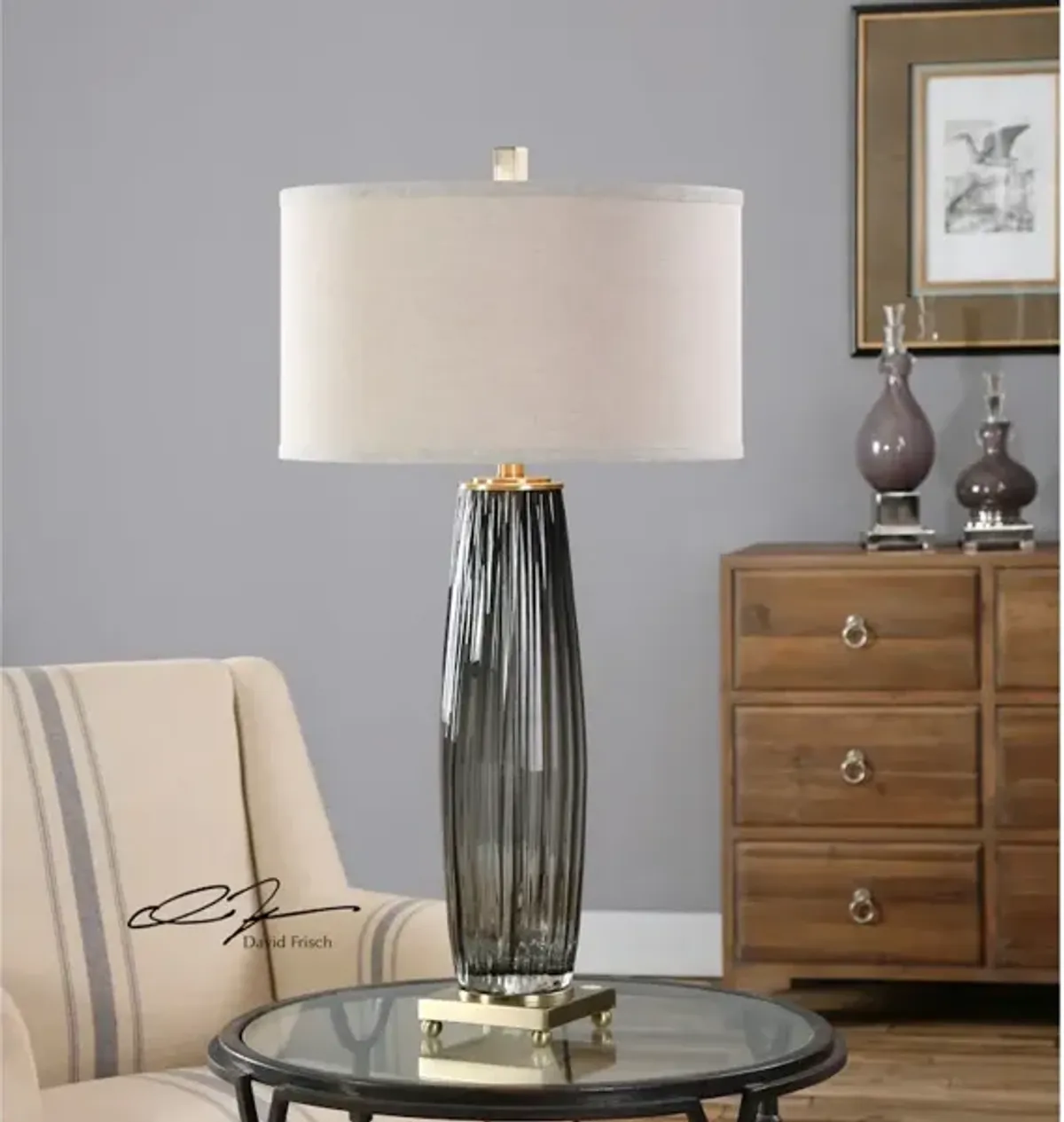 Vilminore Gray Glass Table Lamp