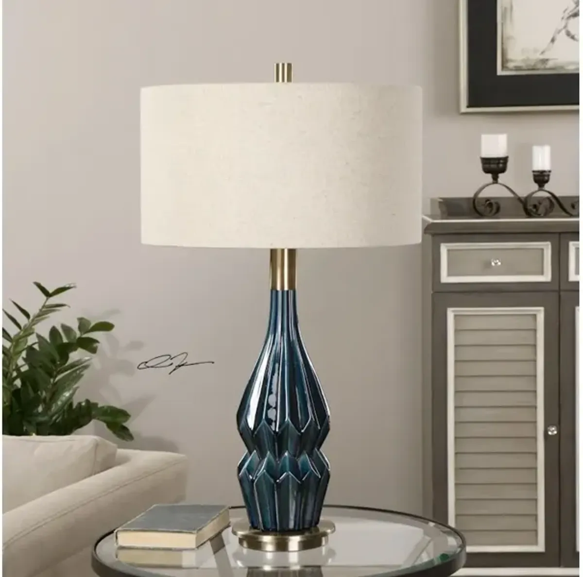 Prussian Blue Ceramic Lamp