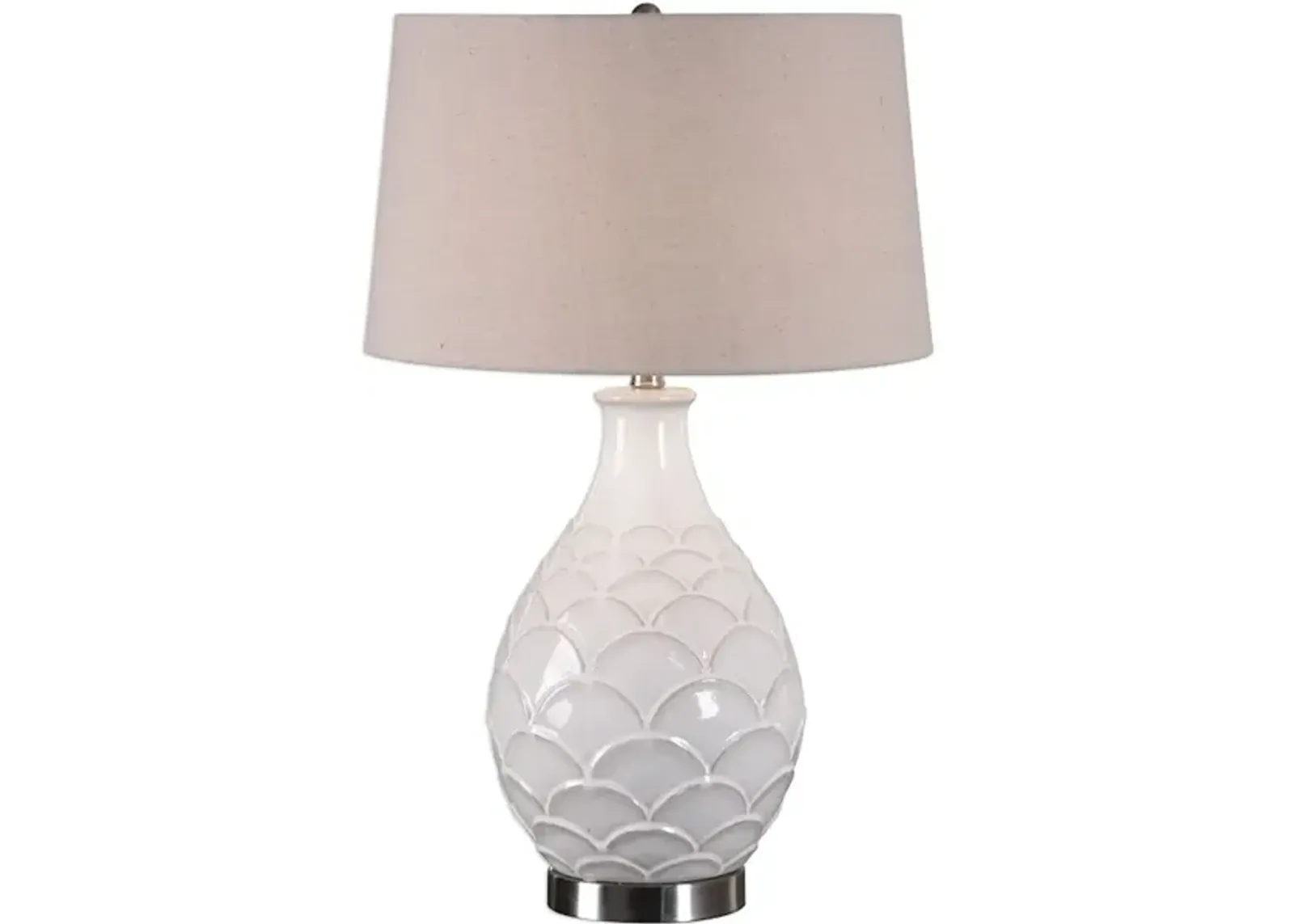 Camellia Glossed White Table Lamp