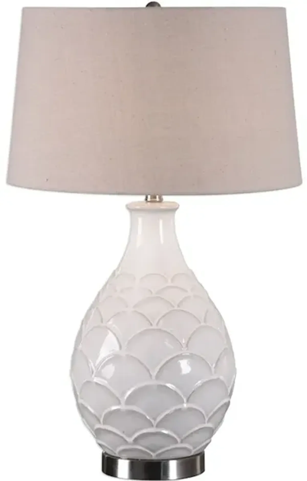 Camellia Glossed White Table Lamp