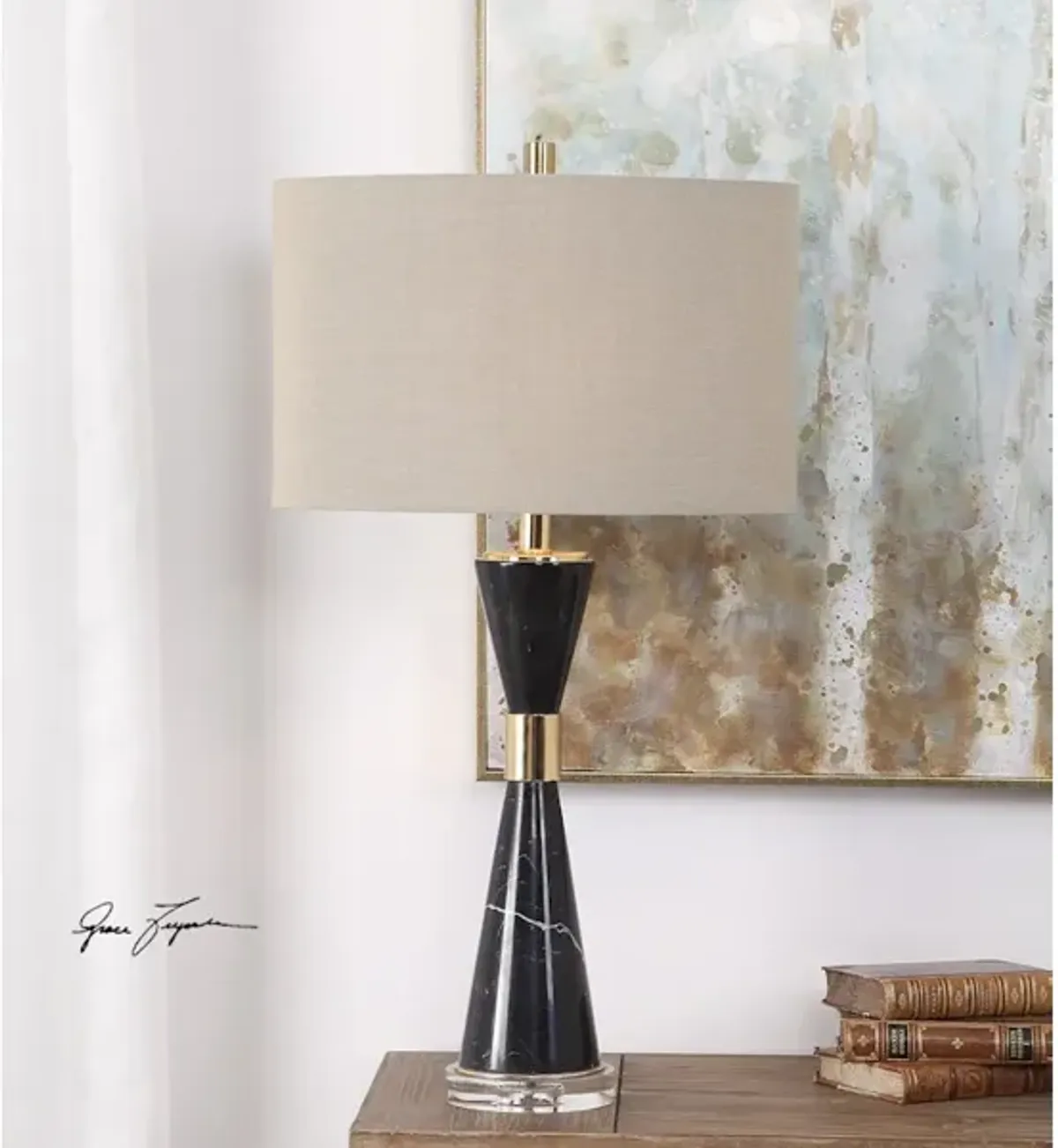 Alastair Black Marble Table Lamp